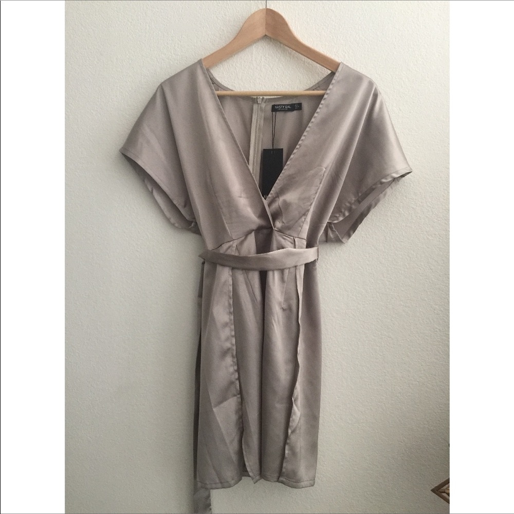 NWT Nasty Gal High Slit Satin Dress
